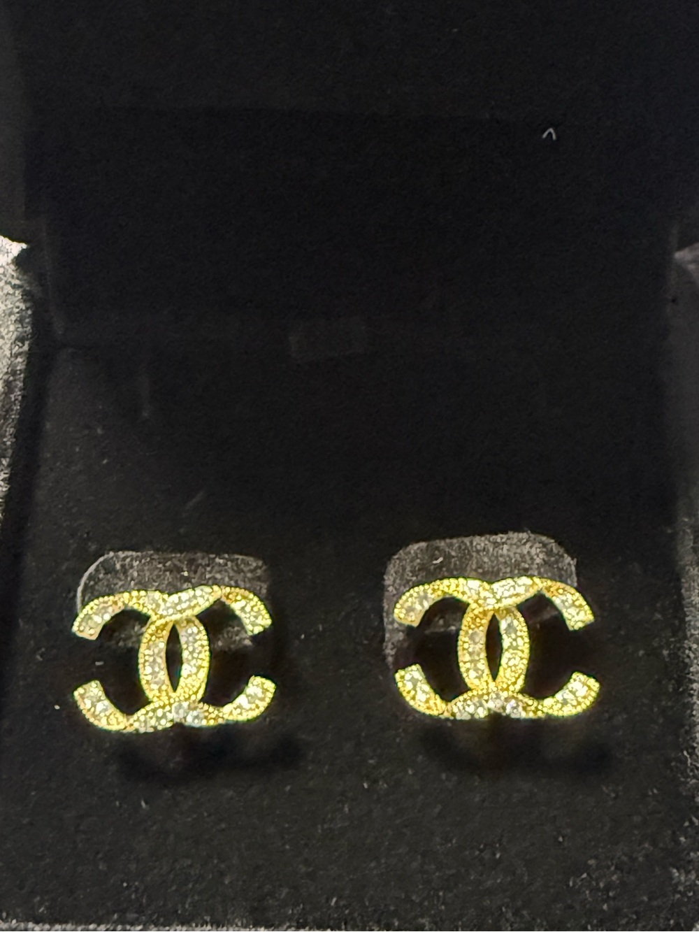 Gold-Tone Double Letter Stud Luxury Earrings